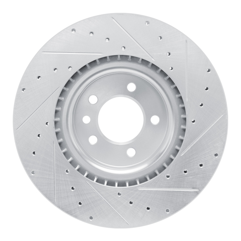 Land Rover Range Rover Brake Rotor (1) - Front Left - R1 Concepts - Drilled & Slotted - Silver - `18-`24